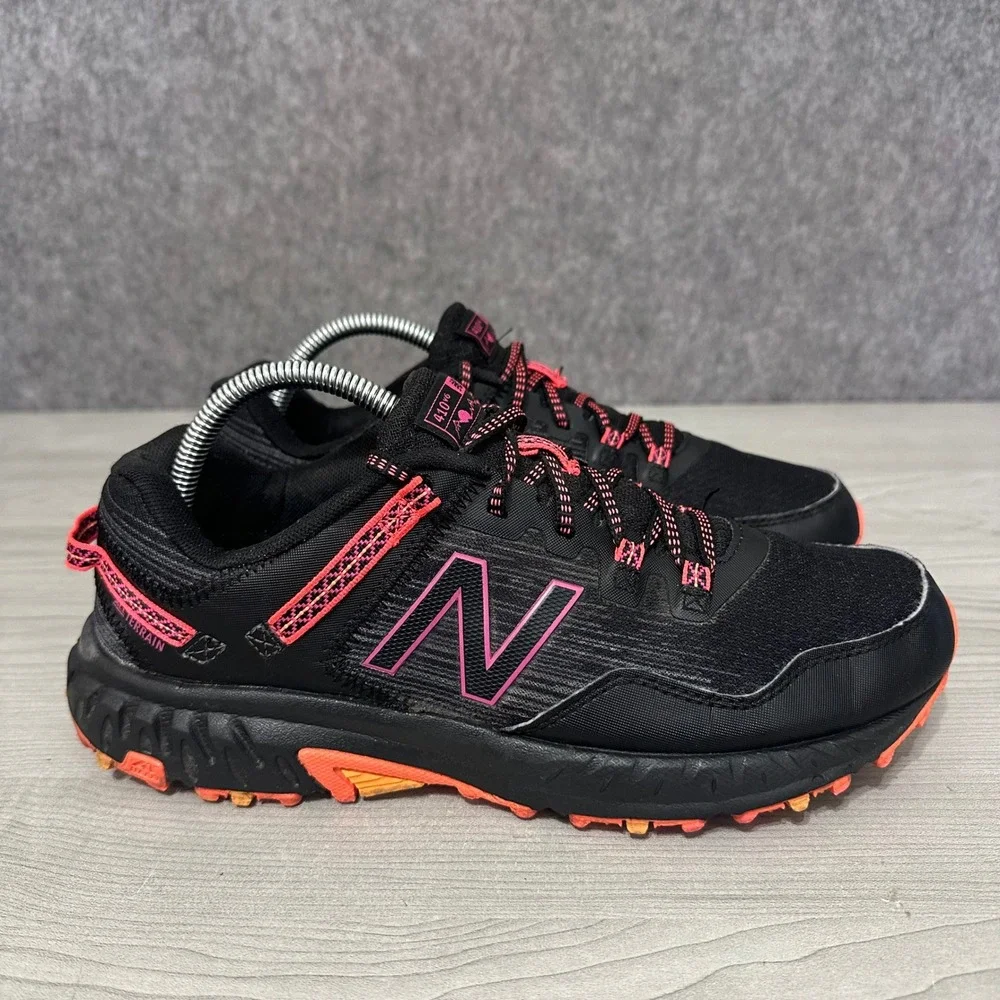 New Balance 410v6 Trail Running Shoes Womens Size 10 Black Pink All Terrain Mesh